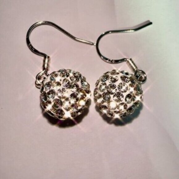 Sterling Silver Crystal Ball Drop Earrings - Picture 5 of 12
